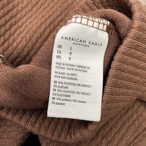 American Eagle Knit Pants Size Large Mocha Brown Pull On Flare Leg Yoga Comfort - Picture 6 of 14